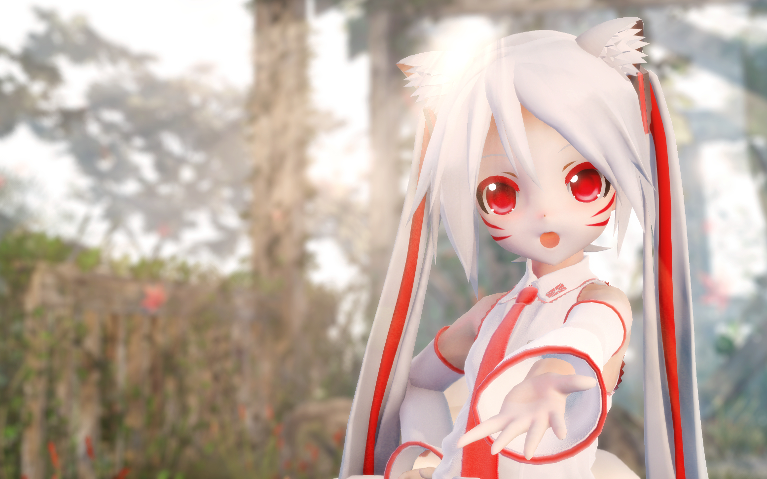 白毛 赤瞳 猫耳 狐狸 懂?