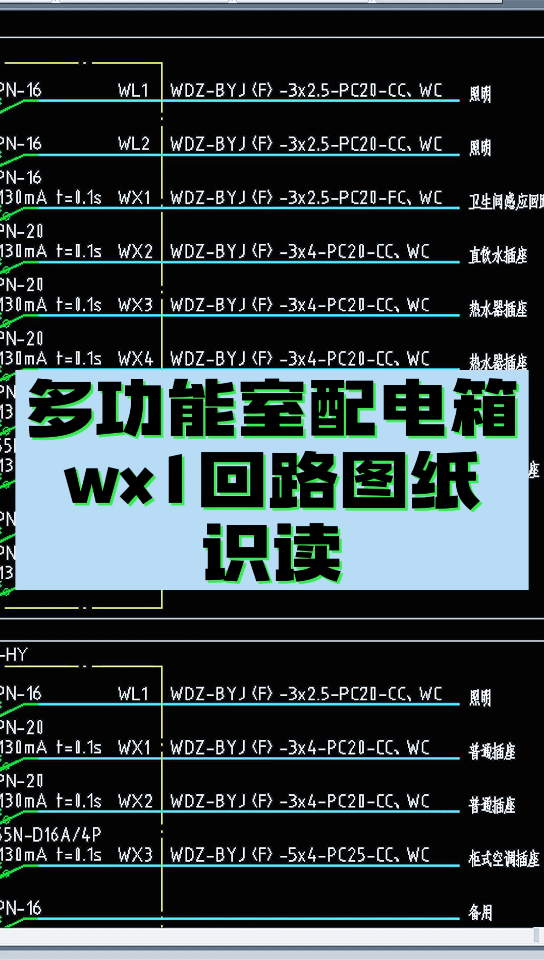 多功能室配电箱wx1回路图纸识读哔哩哔哩bilibili