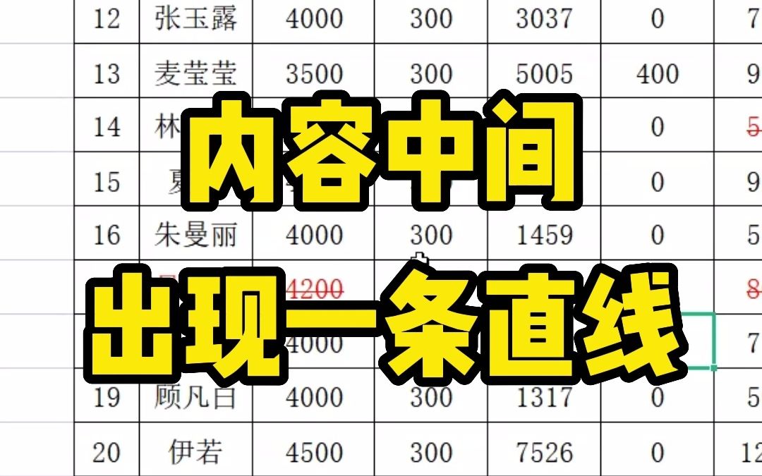 表格有些内容的中间出现一条直线,到底是为什么呢?哔哩哔哩bilibili