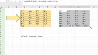 Excel-index函数+row函数+column函数一列转为多列