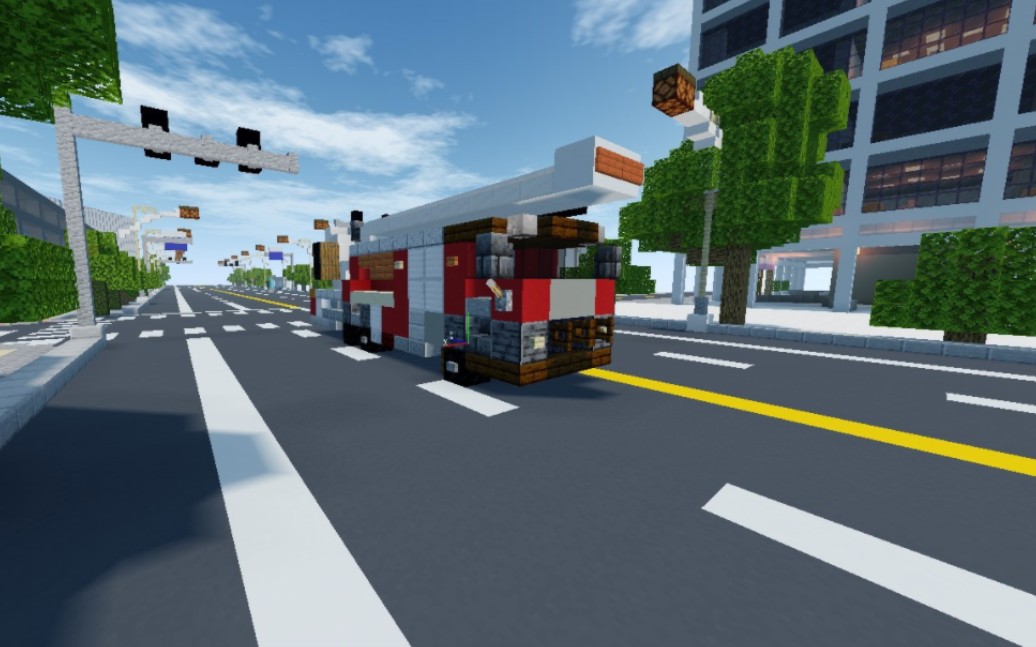 【minecraft】高喷消防车教程(1:5:1比例)_我的世界