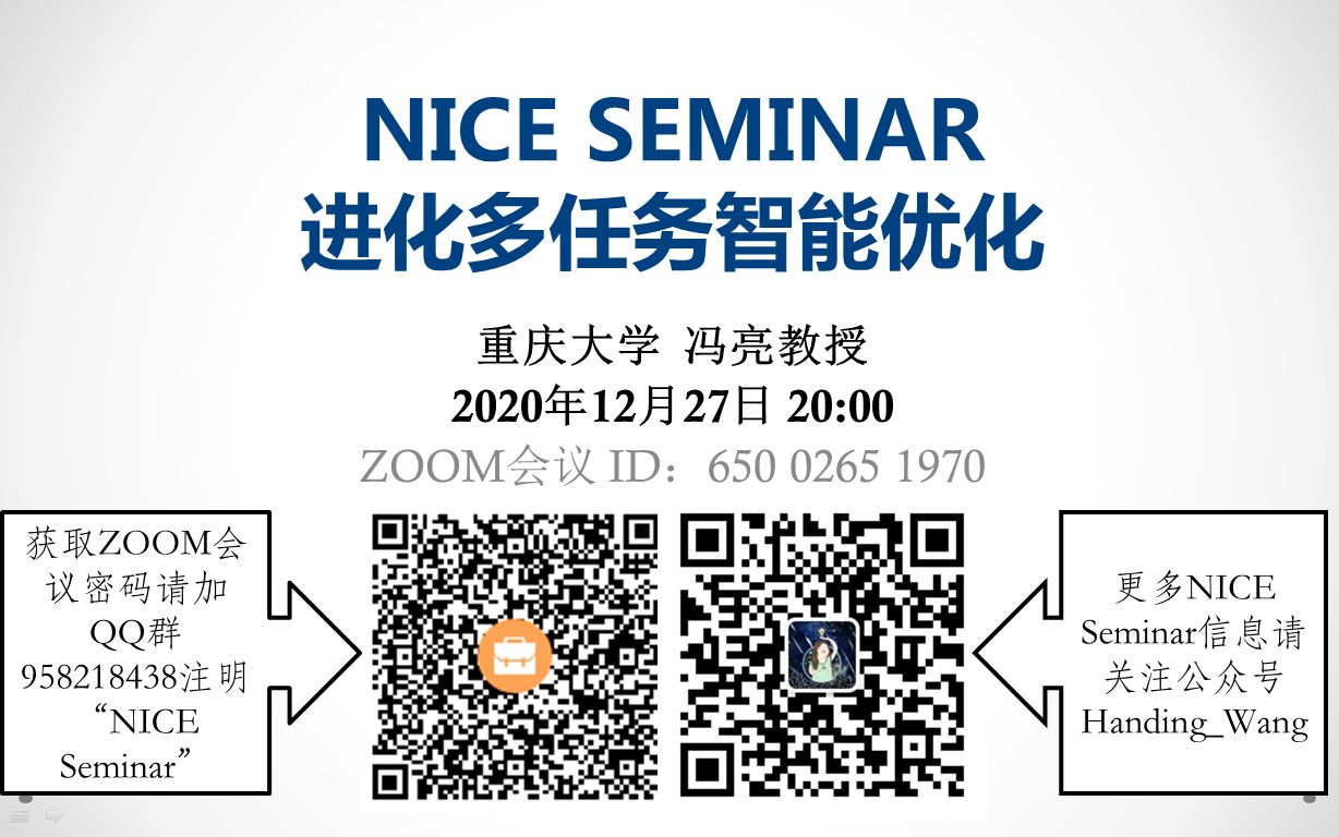 NICE Seminar(20201227): 进化多任务智能优化(重庆大学冯亮教授)哔哩哔哩bilibili