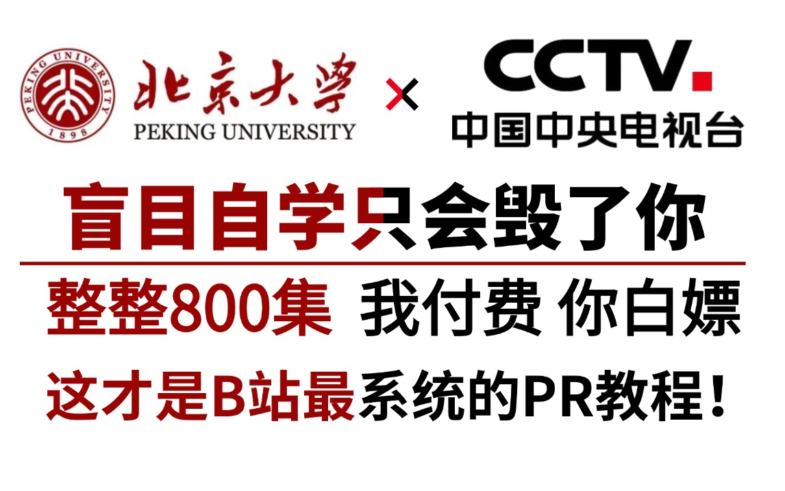 【比刷剧还爽!】北京大学和CCTV强强联手打造的PR教程!全套800集!全程干货!从零开始学剪辑,新手入门实用版哔哩哔哩bilibili