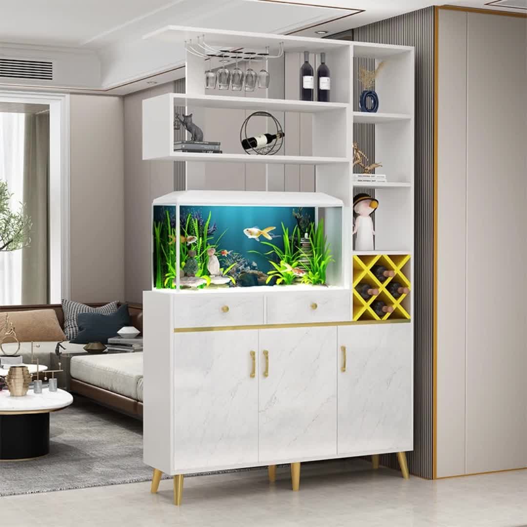 【49元券】轻奢鱼缸玄关柜客厅现代简约隔断柜间厅柜双面柜酒柜鞋柜