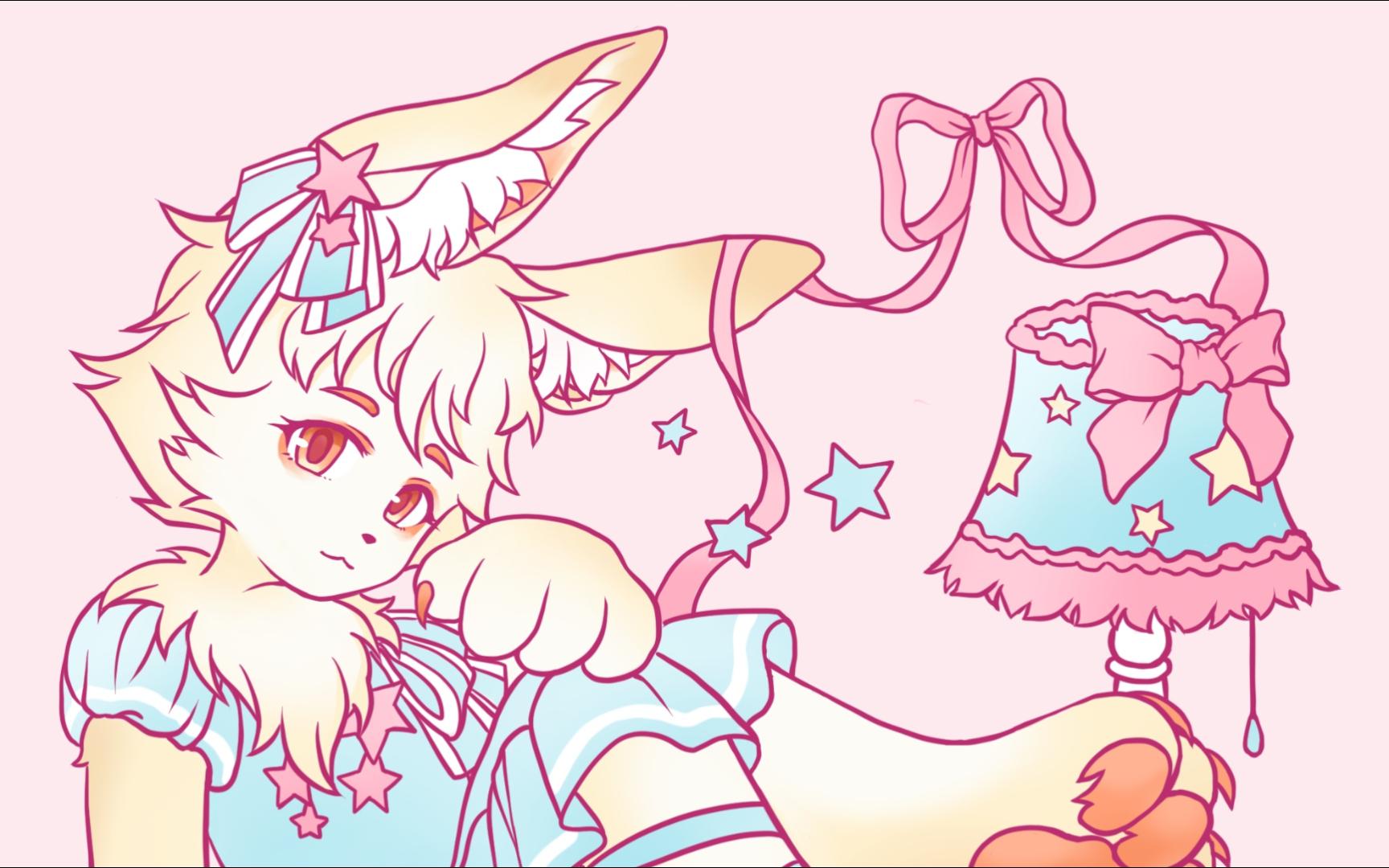 【furry绘画】1月9日,翻糖星星与耳廓狐