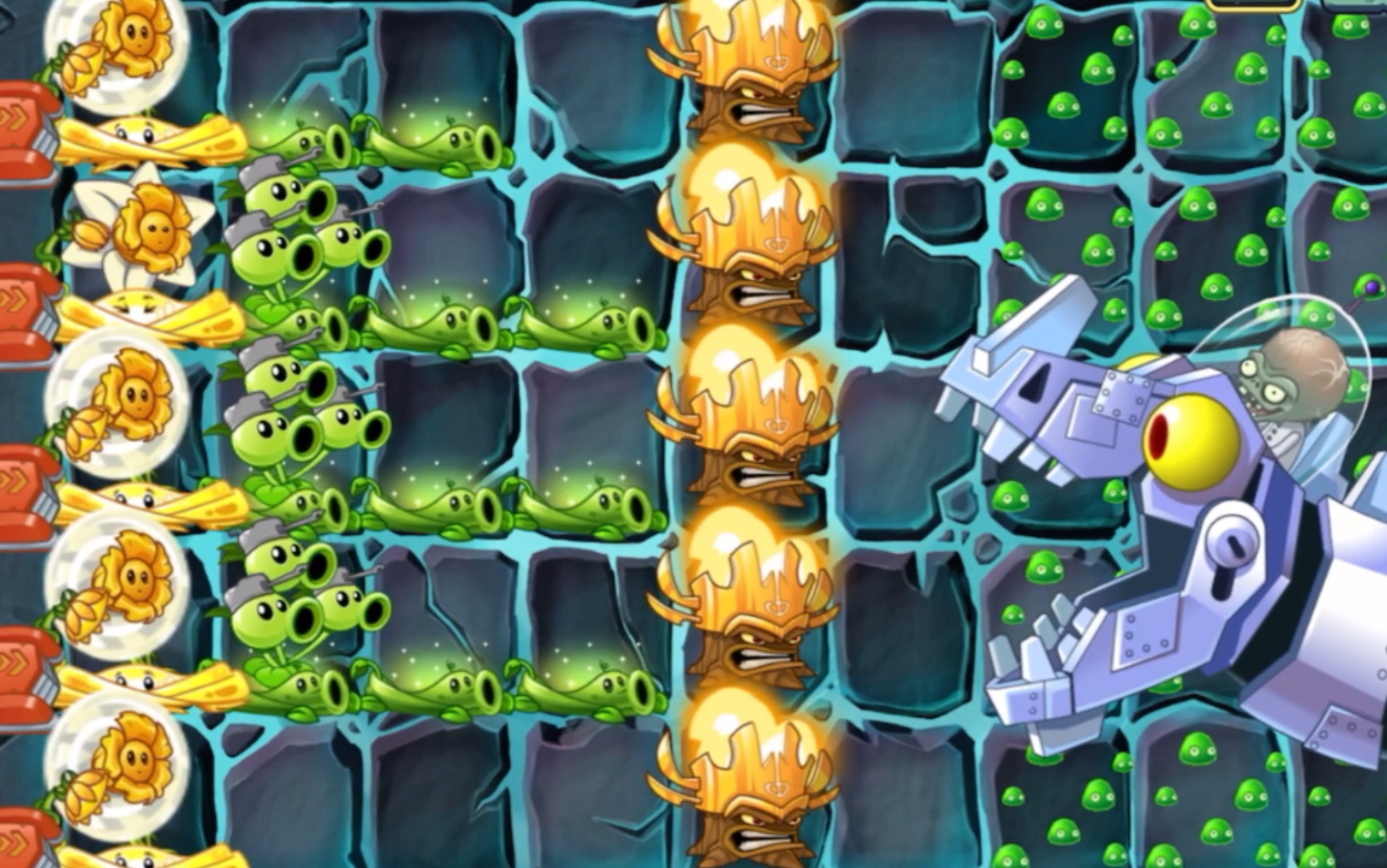 经典豌豆配火,僵王动弹不得_植物大战僵尸2