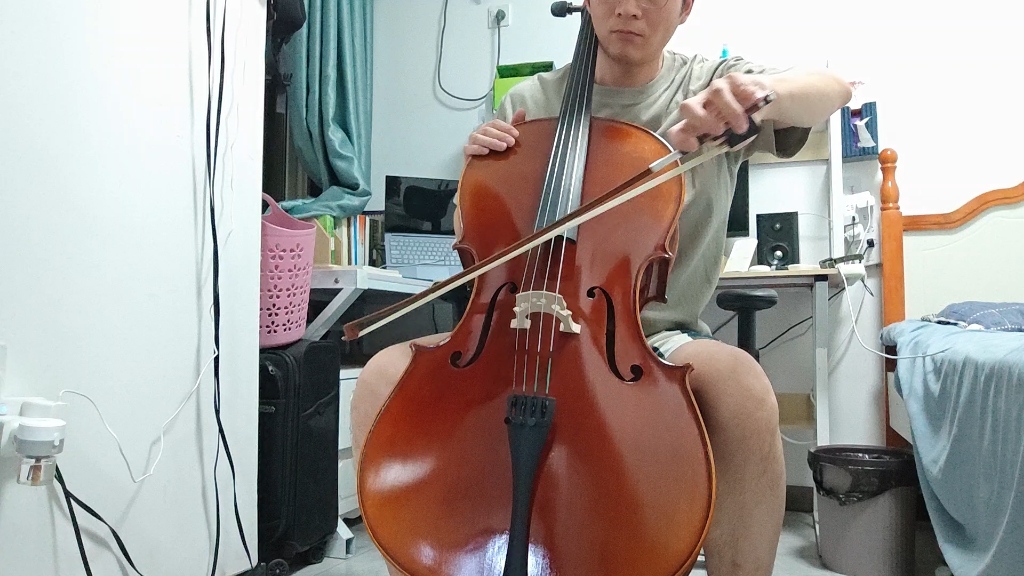 成人初学大提琴,三天后空弦练习