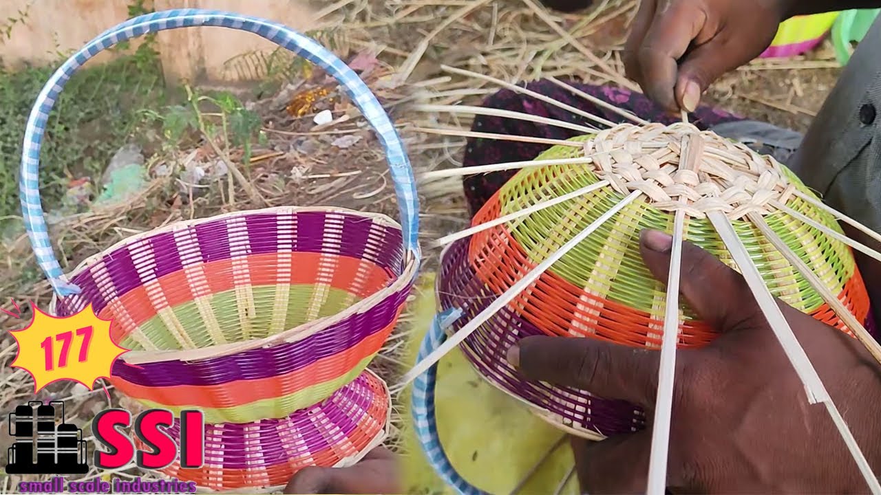 印度 - 可爱的手工花篮制作棕榈树的叶子 |小规模工业*