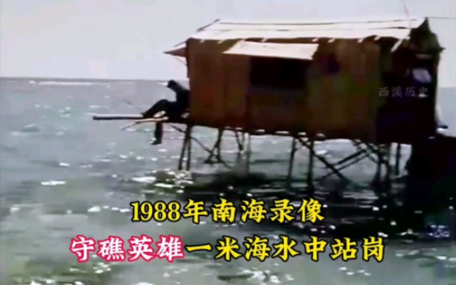 1988年真实录像,南海边防英雄一米海水中站岗,住茅草屋令人泪目 # 历史 #哔哩哔哩bilibili