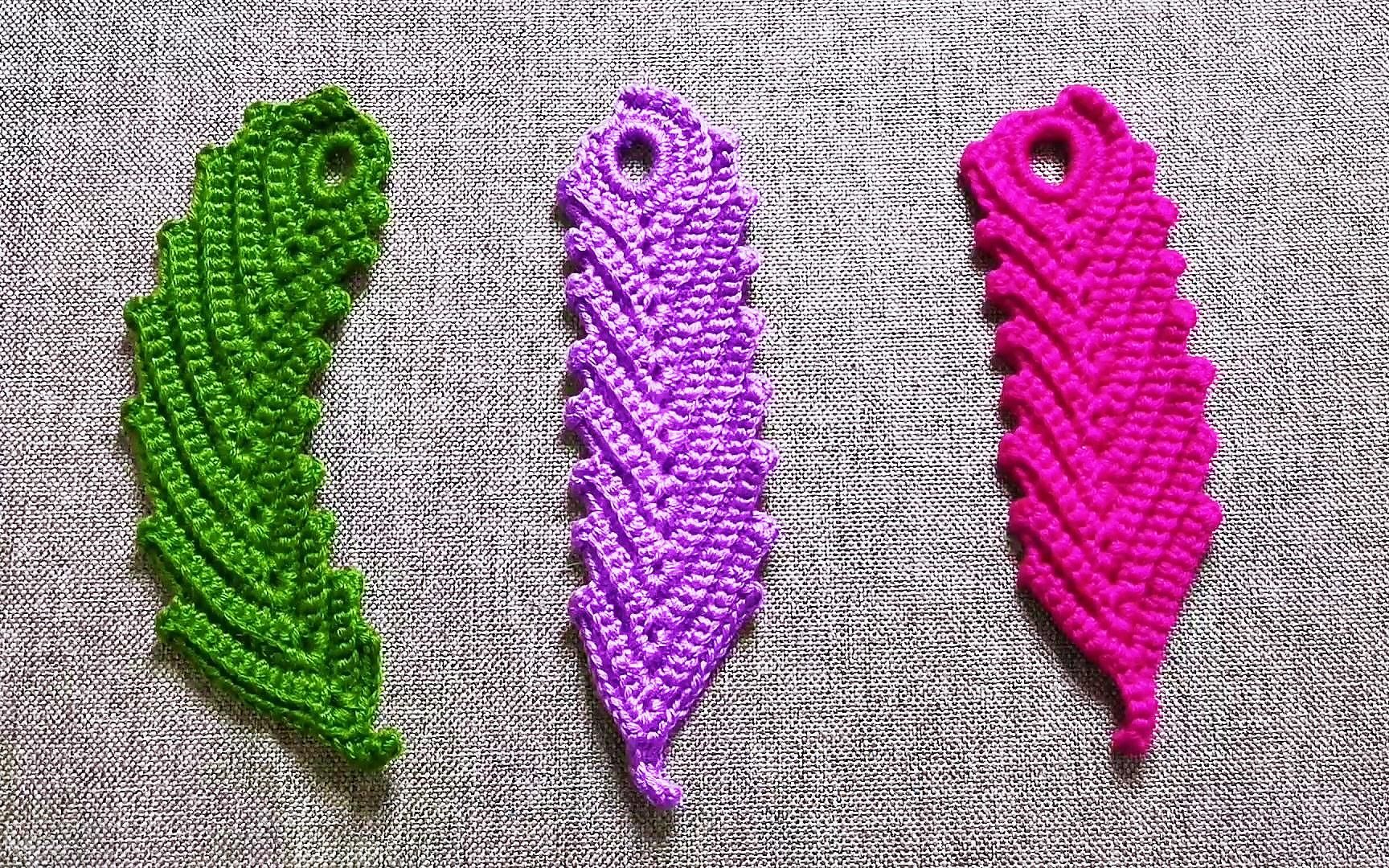 静静编织生活:短针钩织一款漂亮的镂空羽毛,太美啦!