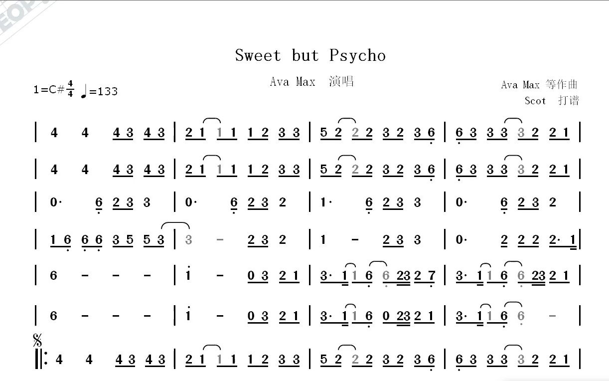 psycho(pt.2)简谱数字图片