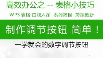 一学就会的数字调节按钮！非常简单#excel技巧，表格高级感制作~wps表格入门到精通