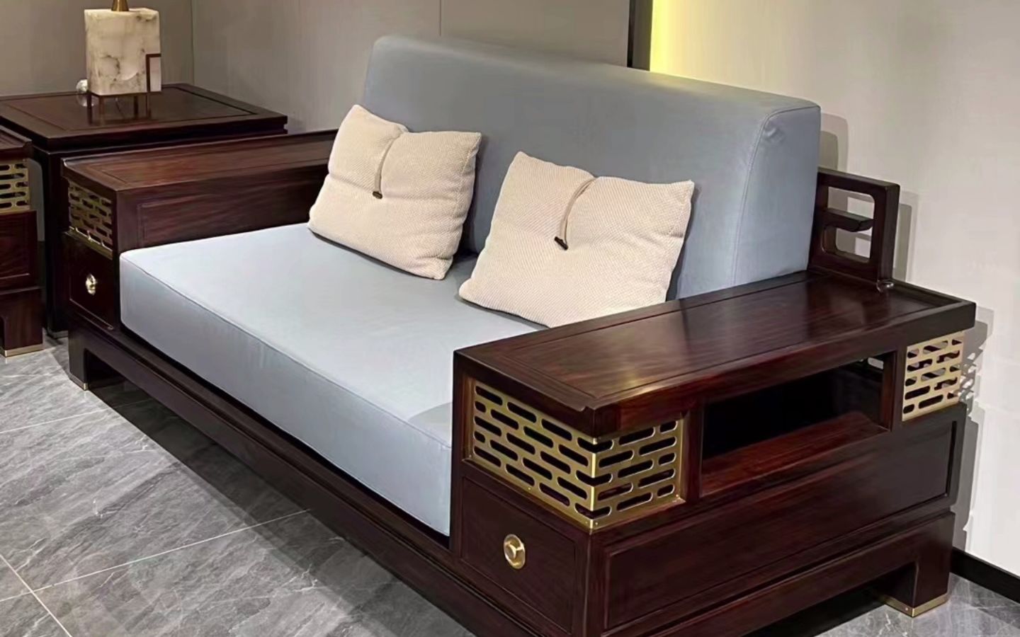 柬埔寨黑酸枝新中式沙发新鲜出炉60套#漳州新中式沙发厂家#新中式