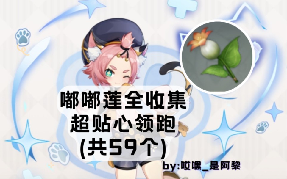 《原神》嘟嘟莲全收集贴心领跑路线(59个)迪奥娜/凯亚突破材料