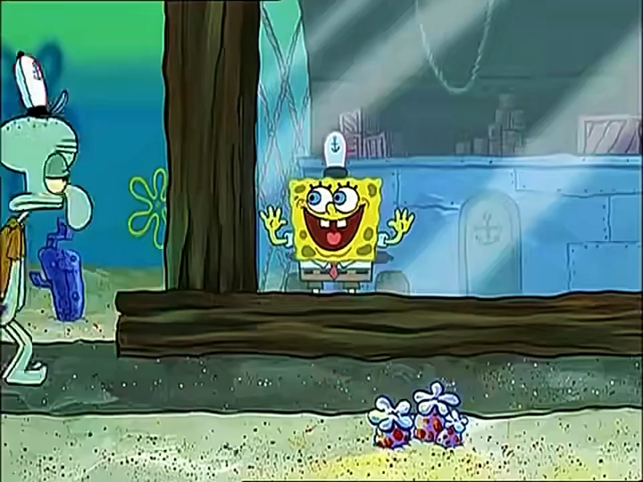 章鱼哥害海绵宝宝吃下炸弹,只好陪着一起度过最后的时光