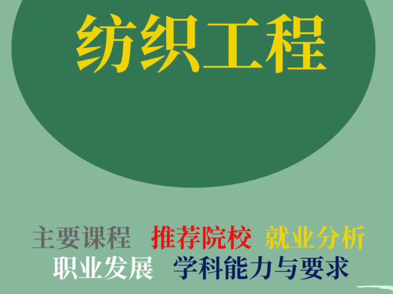 大学专业解读之纺织工程:主要课程、推荐院校、就业分析、职业发展、学科与能力要求等#高考志愿填报 #选专业和选学校 #如何选择适合自己的专业 #纺织...