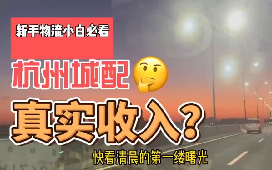 杭州城配真实收入?新手物流小白必看哔哩哔哩bilibili