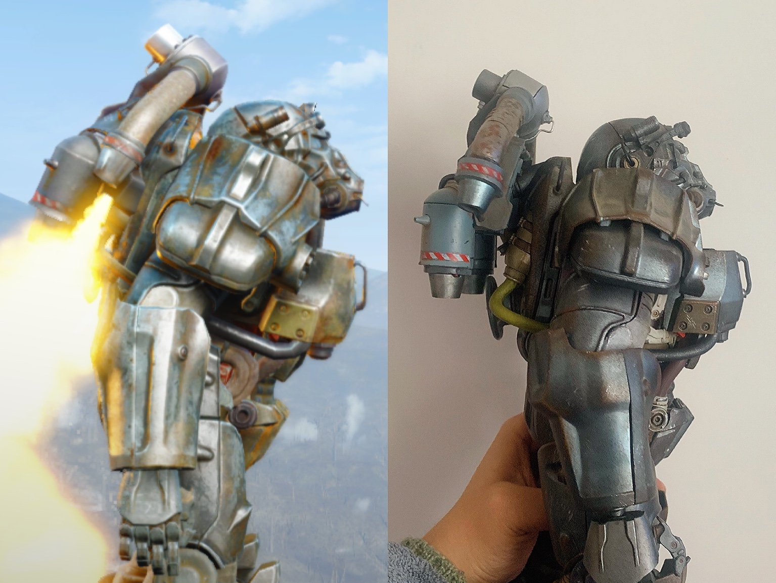 【辐射76】t60动力装甲通用飞行背包(喷射背包)挂载测试视频,喜欢还请