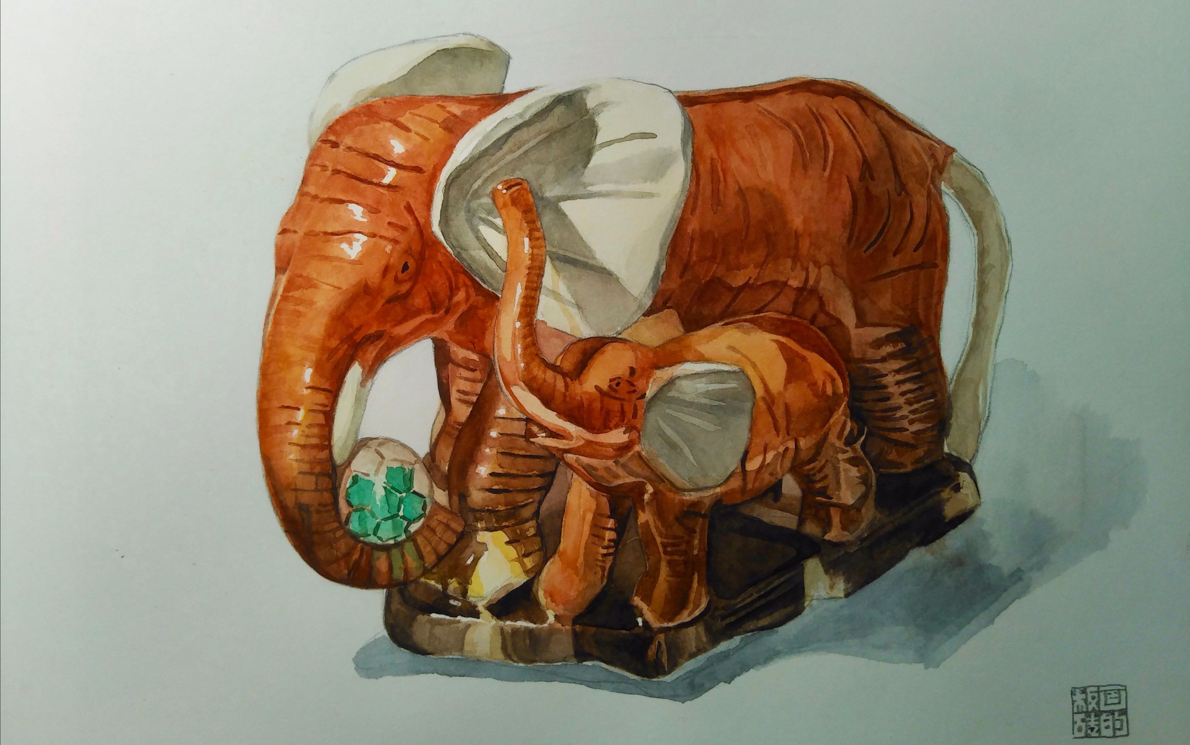 水彩写实!画两只大象!_哔哩哔哩 (゜-゜)つロ 干杯~-bilibili