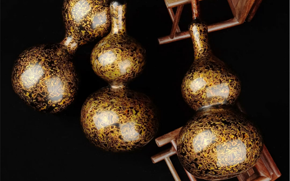 冬官大漆黑色中号葫芦摆件