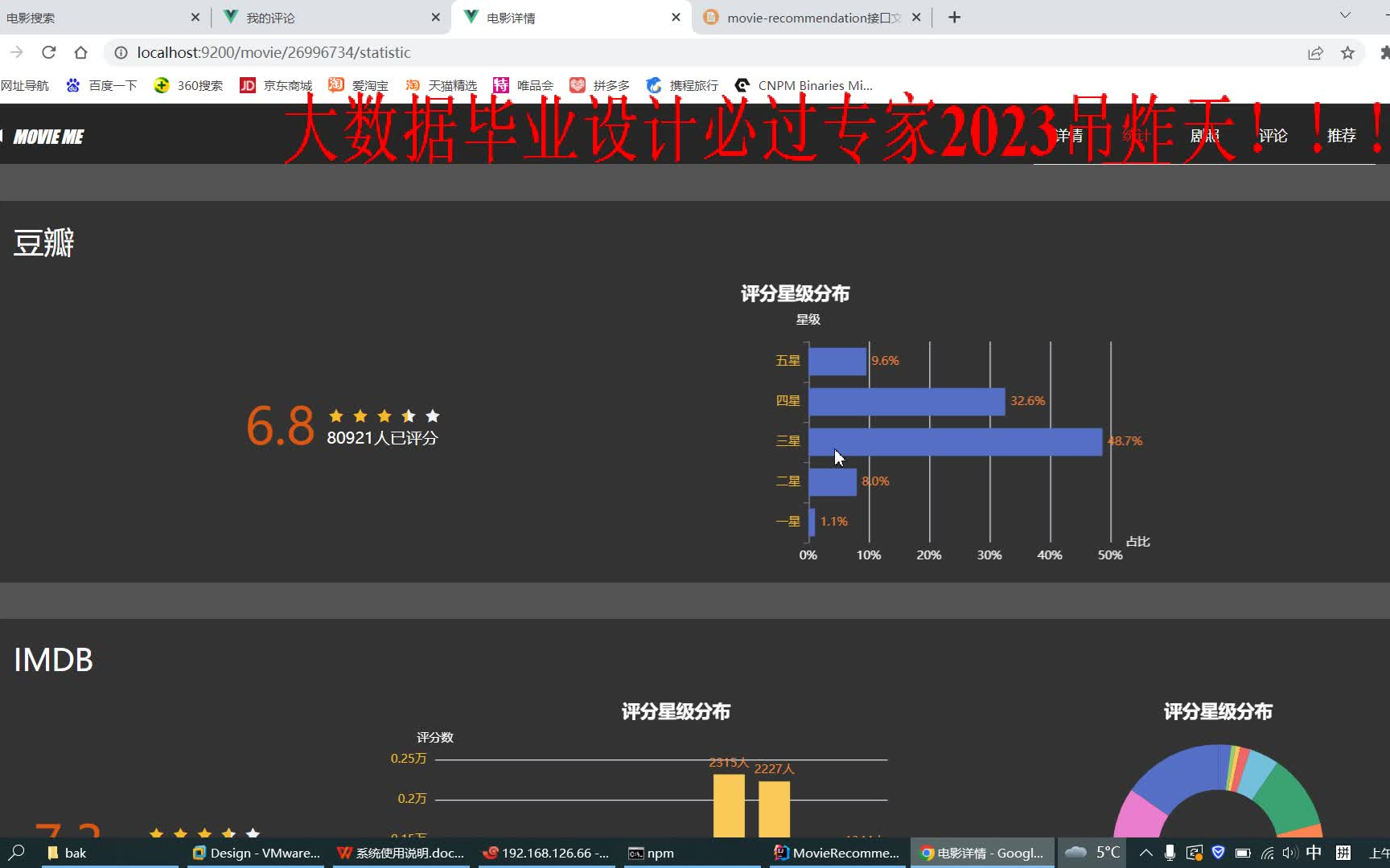 计算机毕业设计吊炸天遥遥领先Hadoop+Spark电影推荐系统 电影可视化 电影大数据 电影用户画像系统 豆瓣电影爬虫 大数据毕业设计 大数据毕设哔哩哔哩...