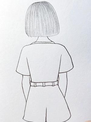 女孩的背影怎么画铅笔图片