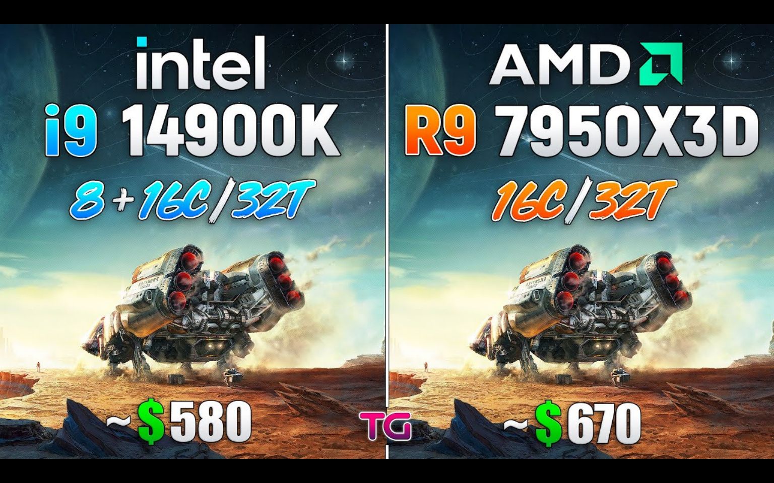 [图]i9-14900K vs R9 7950X3D | 1080p分辨率10款游戏对比测试 | 作者：Testing Games