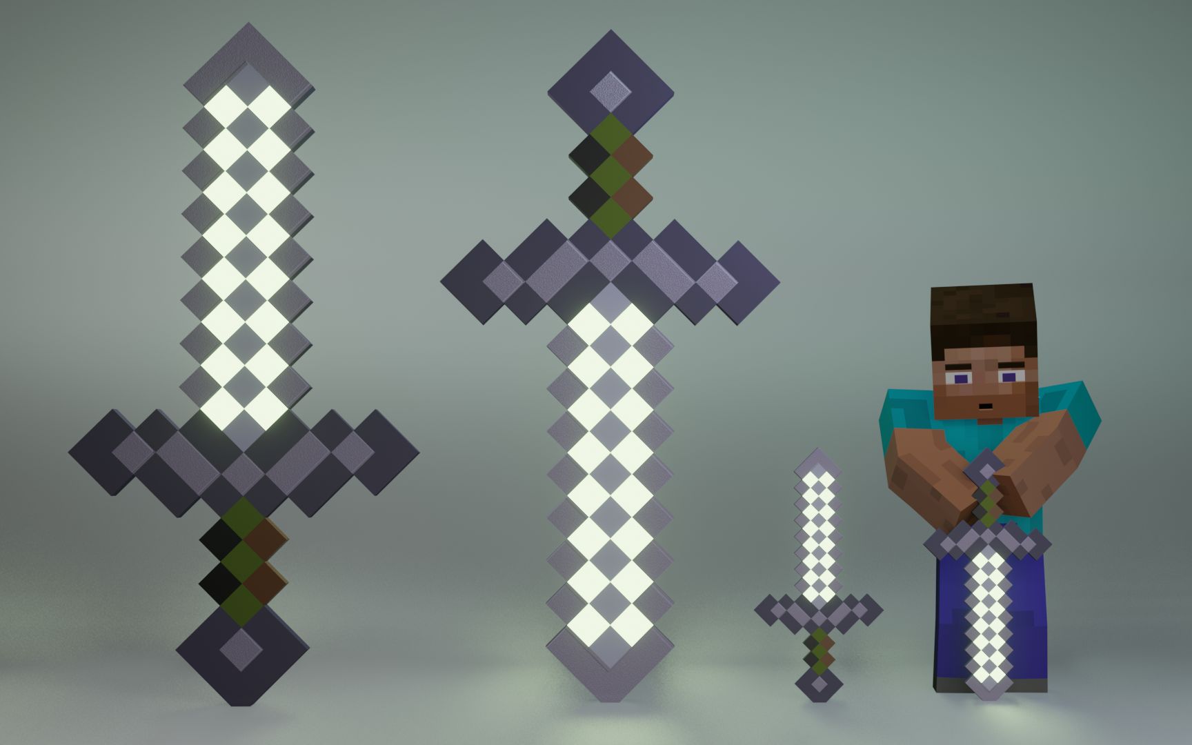 我学会了在blender2.83制作一把我的世界武器钻石剑