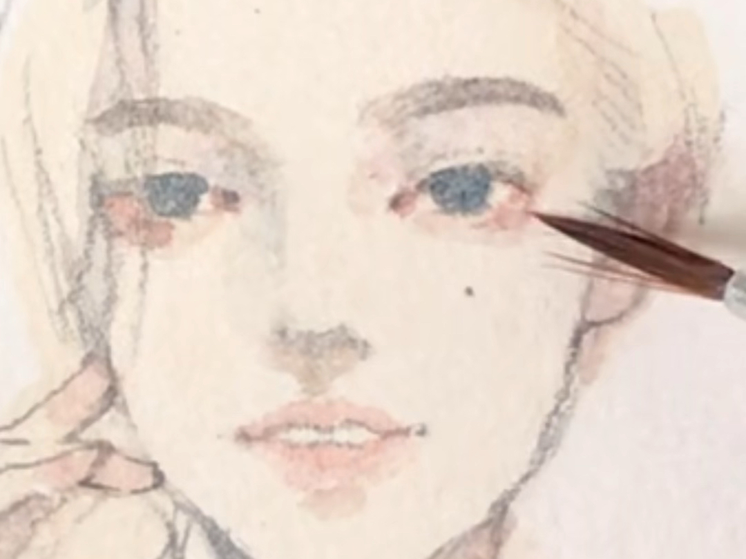 【绘画教程】水彩手绘女孩过程分享 | 艺术家教你画美少女从线稿到