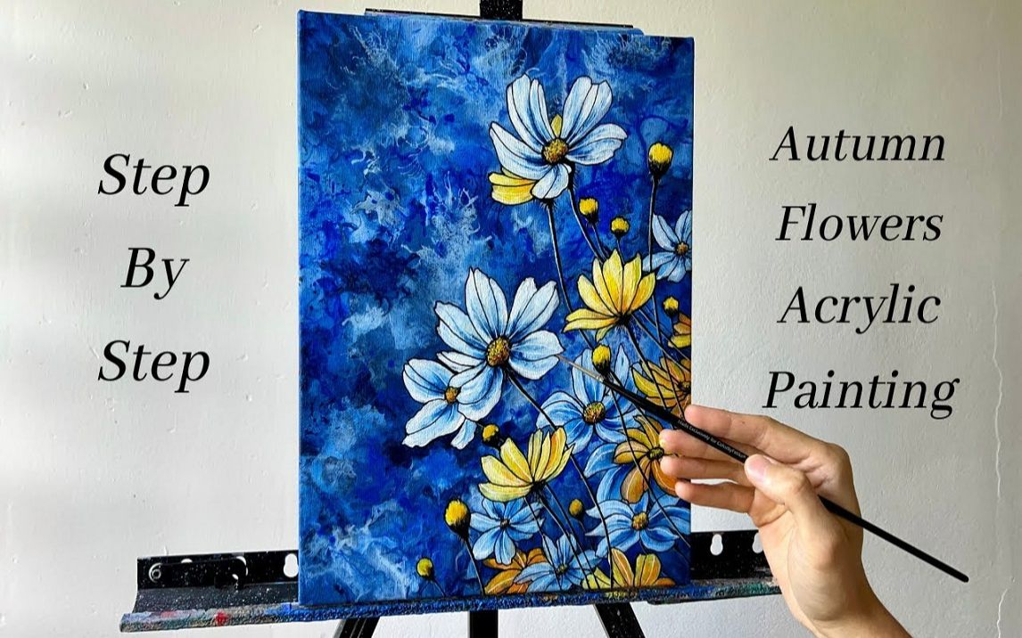 【丙烯画】【绘画教程】秋天的花How to PAINT Autumn Flowers ACRYLIC PAINTING哔哩哔哩bilibili