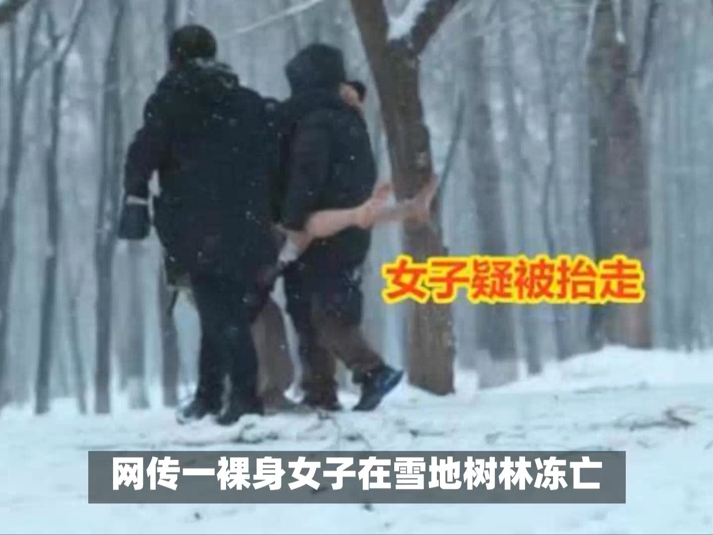 网传一裸身女子在雪地树林冻亡