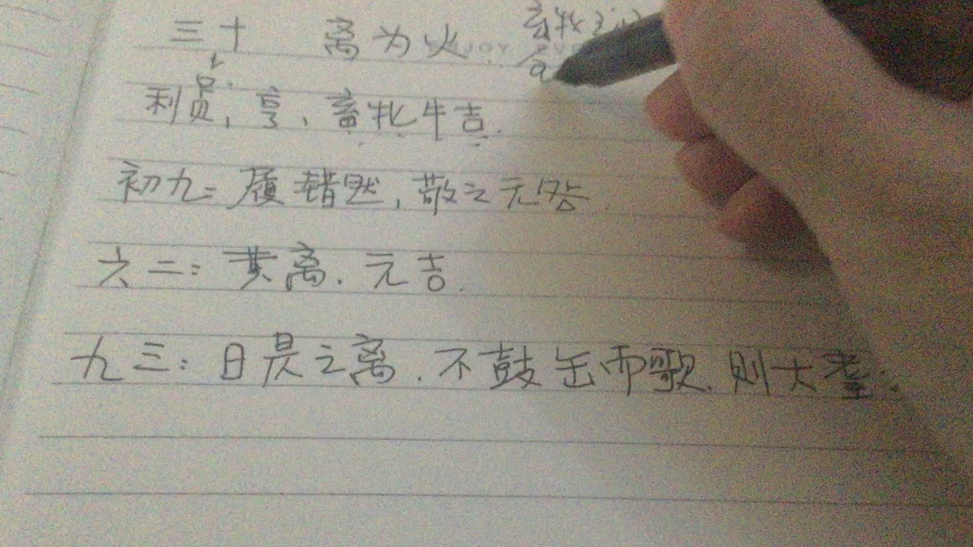 [图]2分钟学易经（三十）离为火 初九 六二 九三