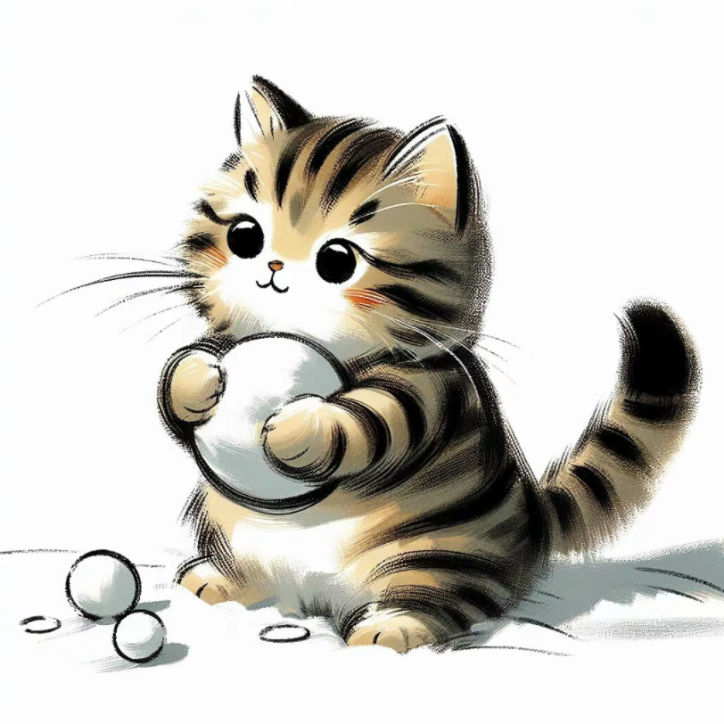 小猫咪滚雪球