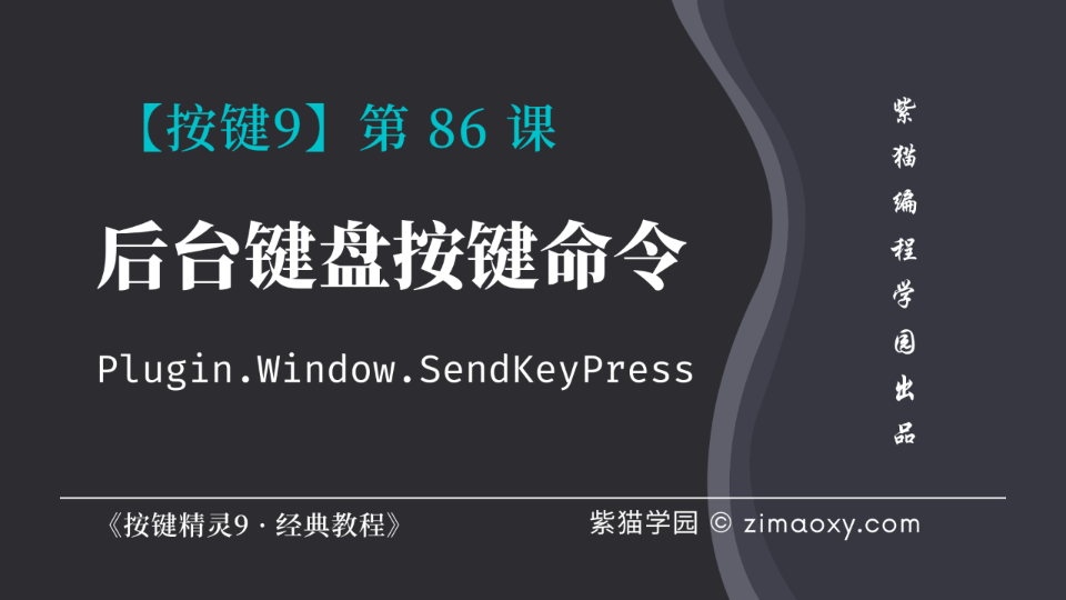 【按键9】第86课 后台键盘按键命令Plugin.Window.SendKeyPress  《按键精灵9 ⷠ经典教程》哔哩哔哩bilibili