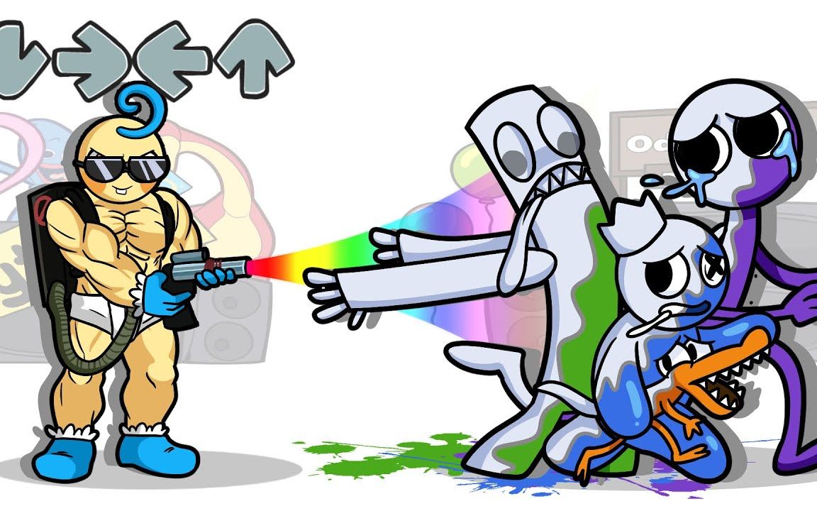 [图]不再是以前的小蓝！FNF Heroes VS Baby Long Legs STOLE the Rainbow Friends