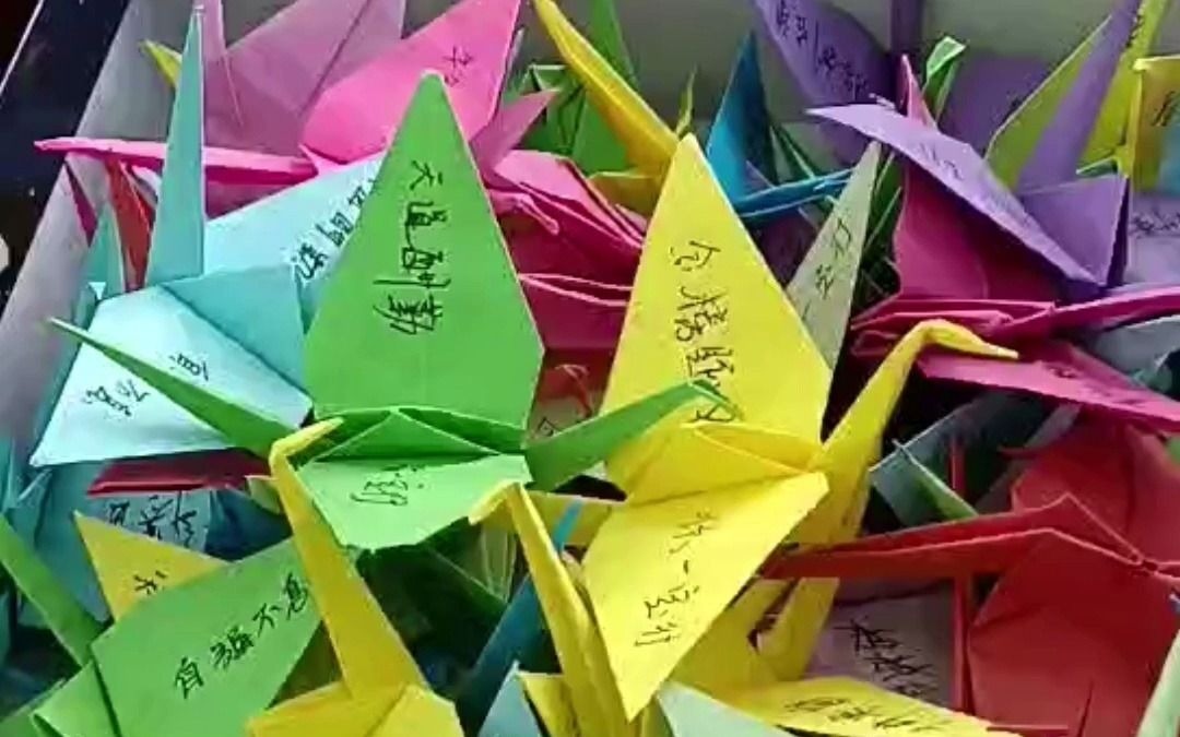 高考第一天# #2021湖北高考加油# 【#送考公交司机手叠千纸鹤祝福