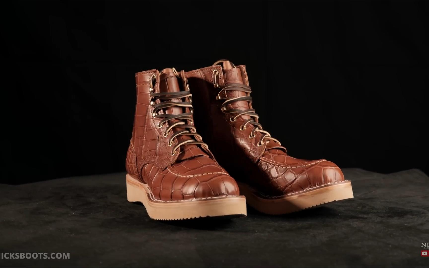 价值3000美金 国外制鞋大神手工打造的鳄鱼皮工鞋 建筑工地防护鞋作业