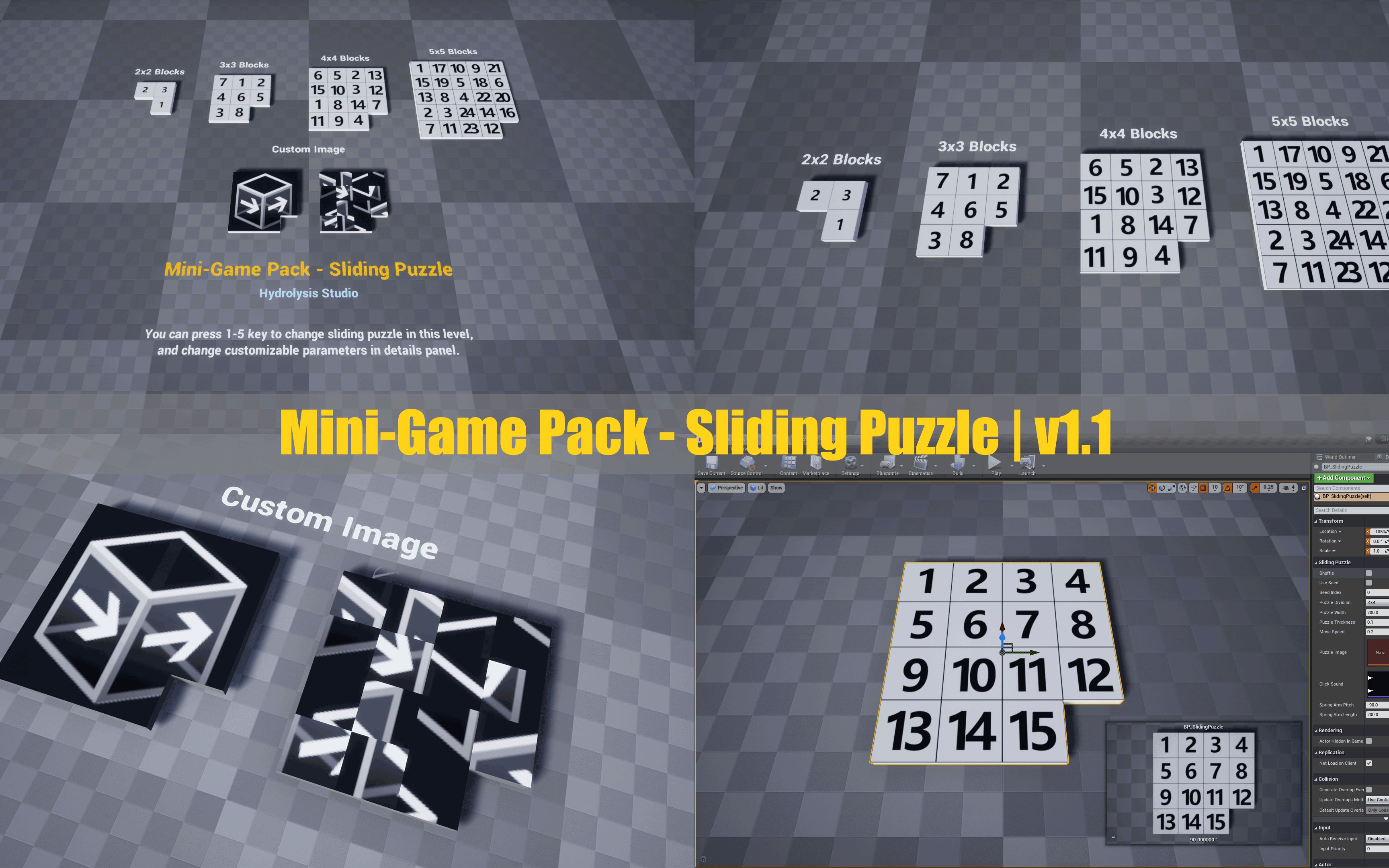 虚幻商城 92 小游戏系列:滑动拼图 95 mini-game pack - sliding