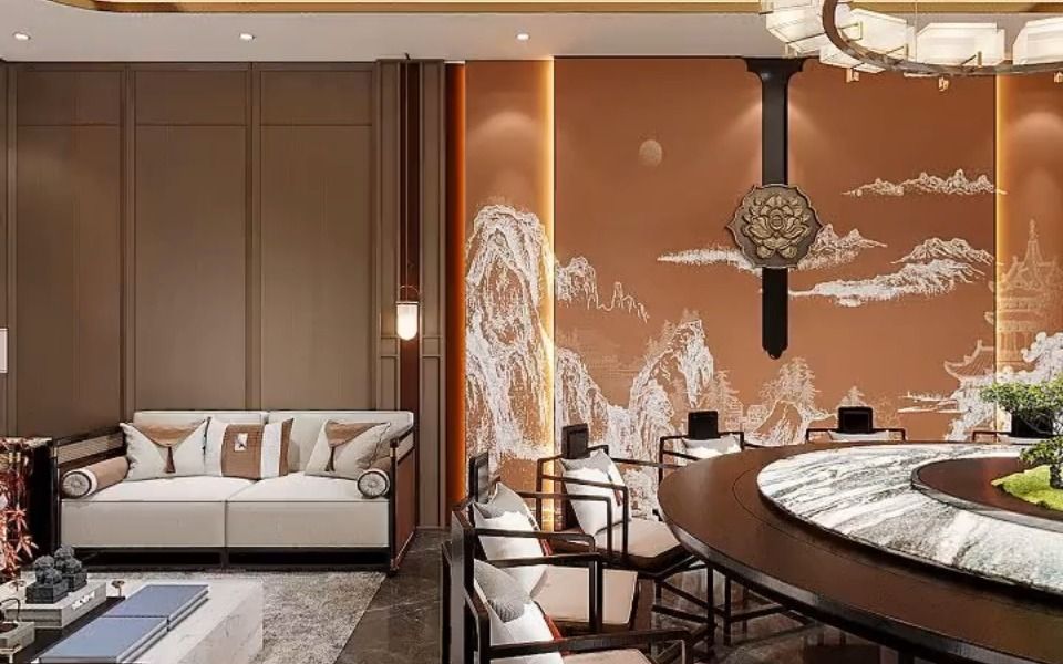 新中式酒店设计-三楼餐厅大包间