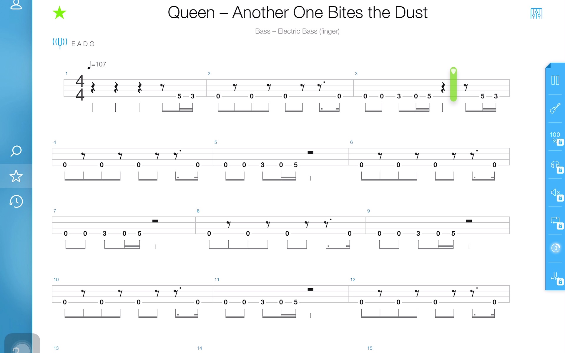 queen- another one bites the dust 贝斯谱