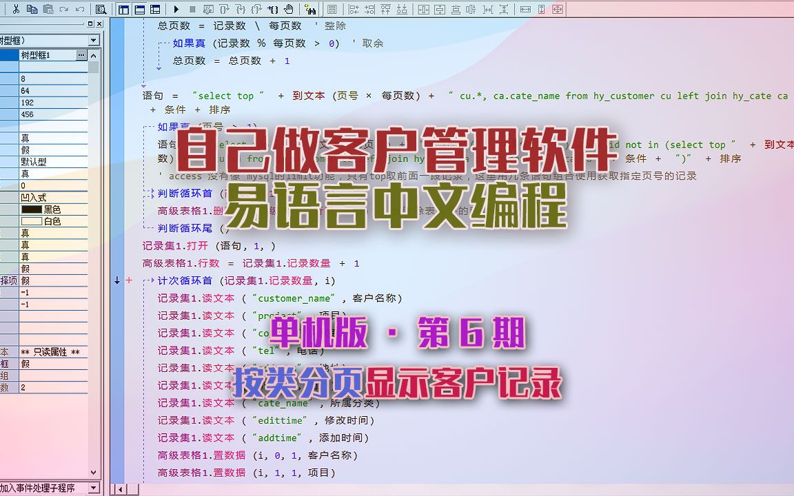 自己用中文编程做客户管理软件,第6期按类分页显示客户记录哔哩哔哩bilibili