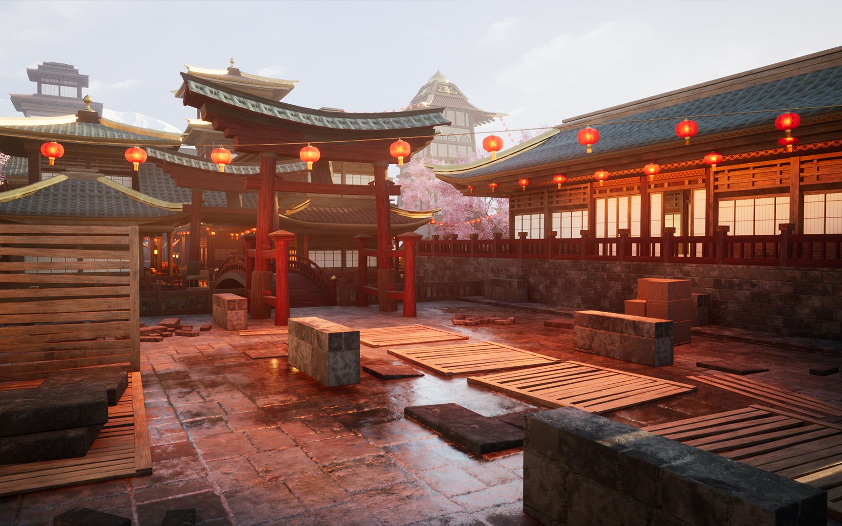 ue5古风场景日式资产分享-modular asian medieval city