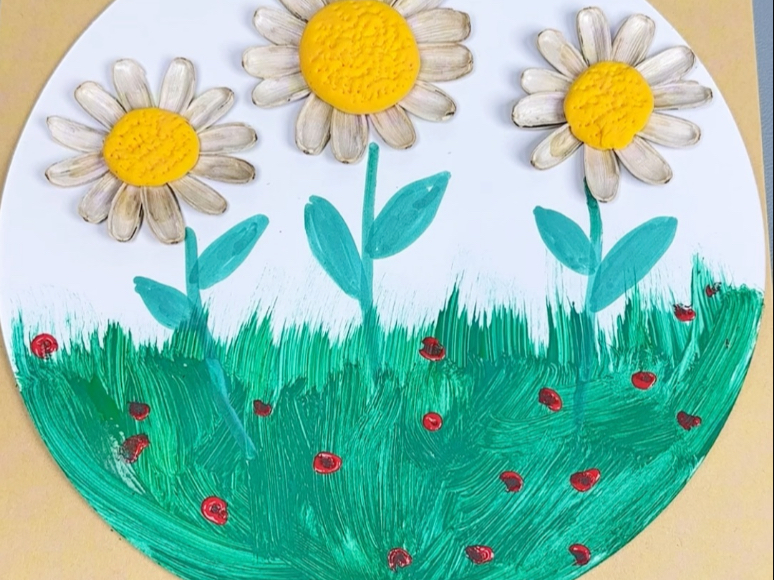 吃完的瓜子壳不要丢,做一幅好看的向日葵创意画#亲子手工 #幼儿园手工