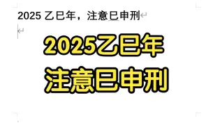 Descargar video: 2025乙巳年，注意巳申刑