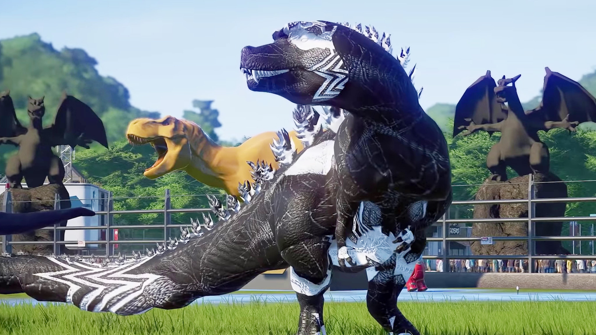 3头霸王龙3对决哥斯拉侏罗纪世界进化