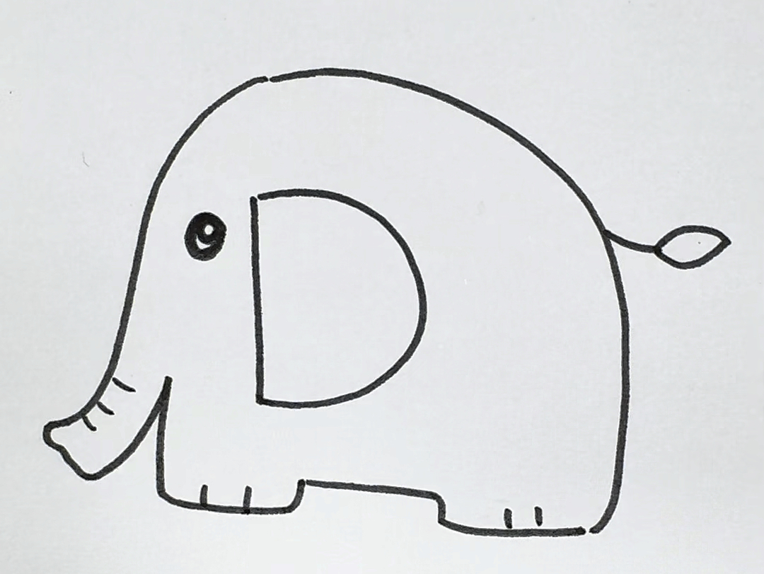 字母d变身可爱大象!简笔画教程来啦