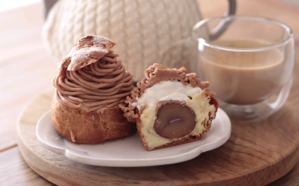 *hidamari* 法式勃朗峰栗子奶油泡芙_哔哩哔哩_bilibili