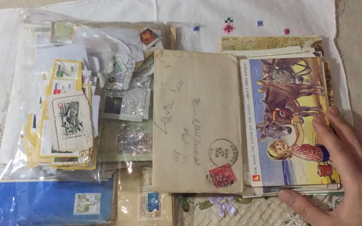 【linbo张】淘到超便宜的古董复古手写信件明信片原件junk journal素材购物分享哔哩哔哩bilibili