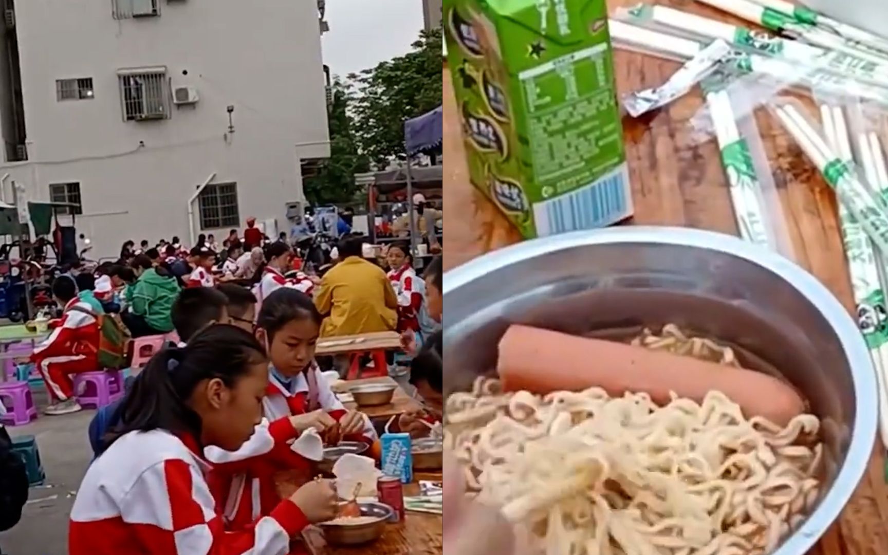 物美价廉!小学校门口摆摊卖泡面,深受学生欢迎