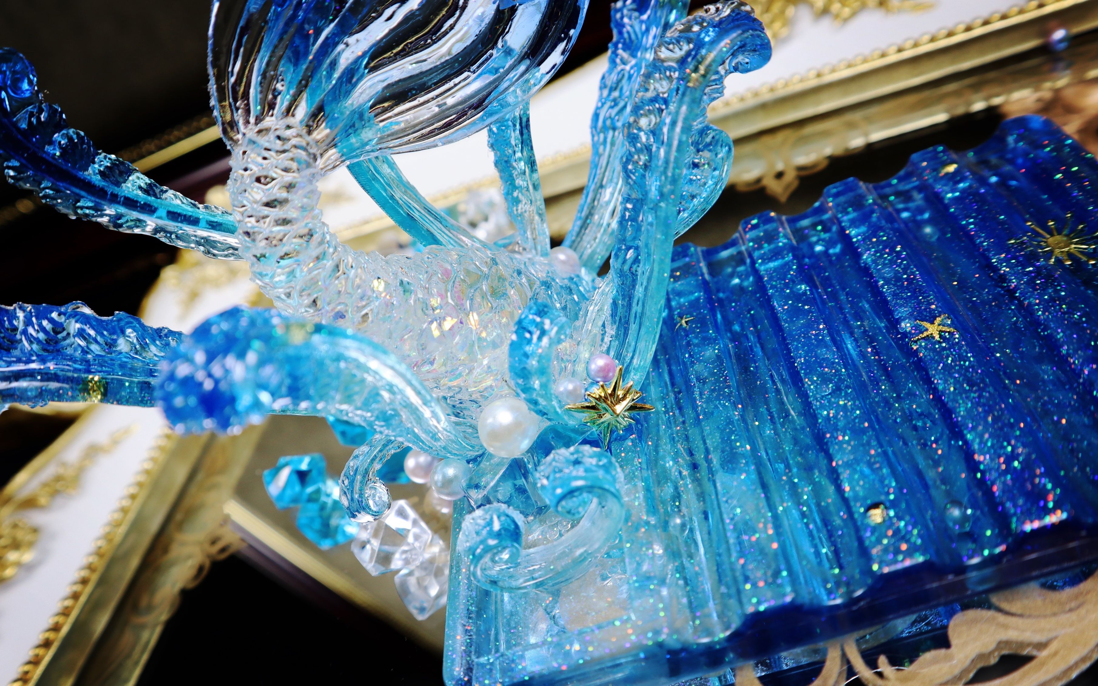 【diy-uv滴胶】人鱼鱼尾笔架 滴胶桌摆 美甲笔笔台